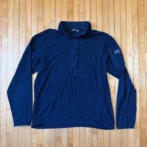 Arc'teryx Delta LT Zip Neck Men’s 1/4 Zip Micro Grid Fleece Pullover Navy Sz. L